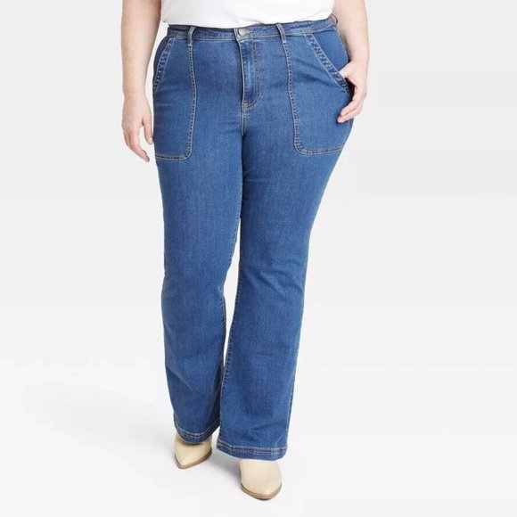Women's Plus Size High-Rise Anywhere Flare Jeans Knox Rose Blue Denim Size 20 - Picture 1 of 3